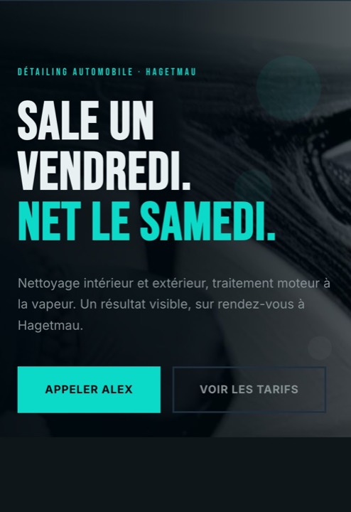 Page d'accueil du site Net Auto Alex sur mobile